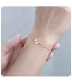 Gold Plated Round CZ Stone Silver Bracelet BRS-430-GP